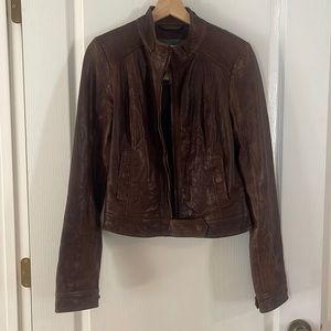 Vintage Abercrombie crinkle leather jacket brown